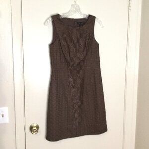 WHBM Espresso Brown Textured Shift Dress